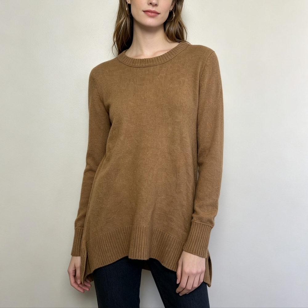 J.Crew Camel Wool Blend Crewneck Sweater Size S Soft Cozy Classic